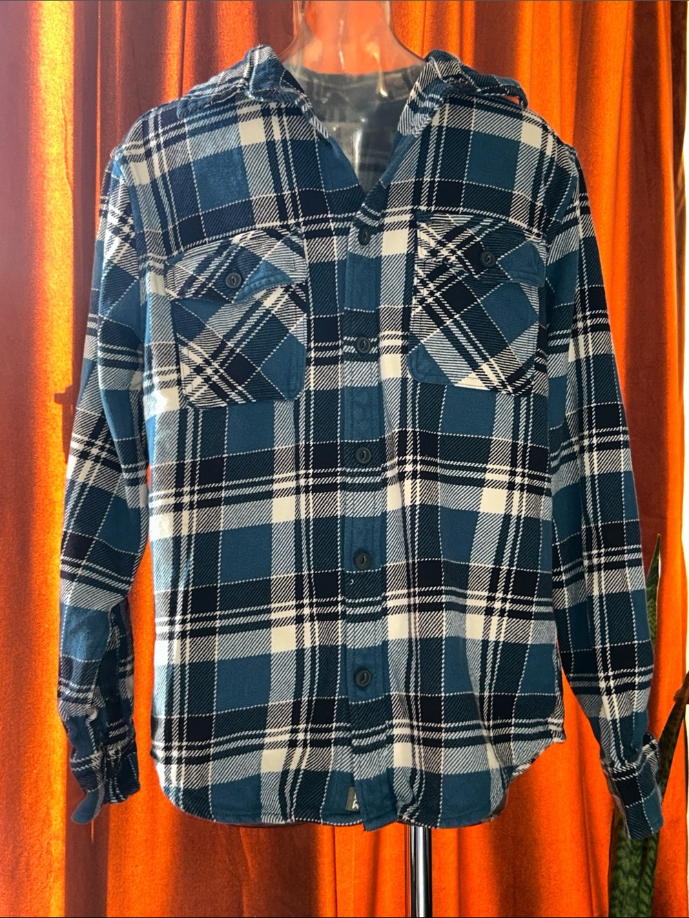 Men's Teal and White Plaid Button-Down Shirt